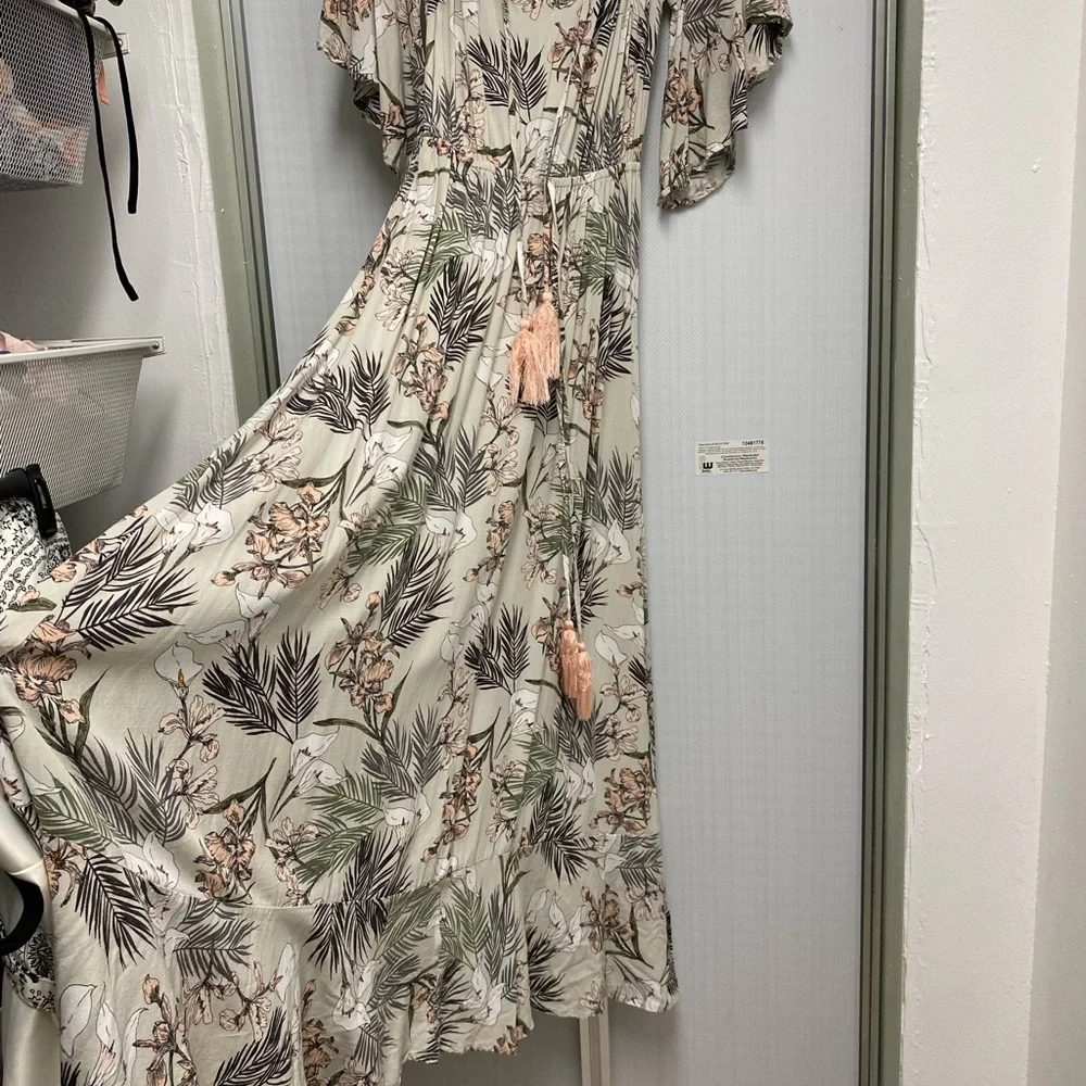Cream Ruffled Wrap Maxi Dress - Picture 2 of 6